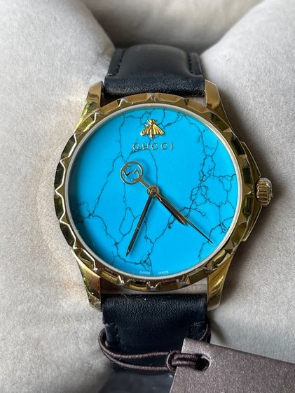 ฟ้า GUCCI G Timeless Coral Blue Dial Leather Strap Men’s Watch 38 mm YA126462