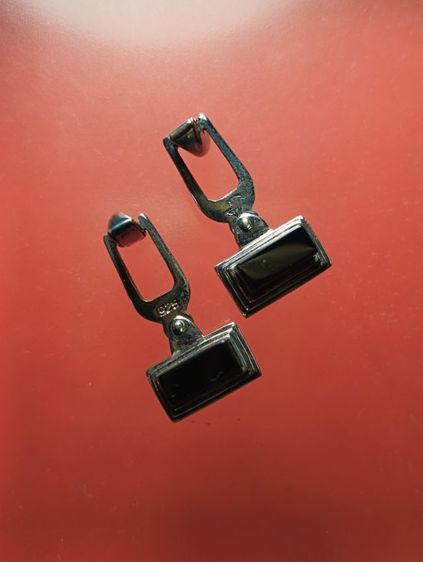 คัฟลิงค์ (Cufflinks) เนื้อเงินสเตอร์ลิง ประดับนิล งานนอก ของเก่า หรูหราหายากกกส์ รูปที่ 3