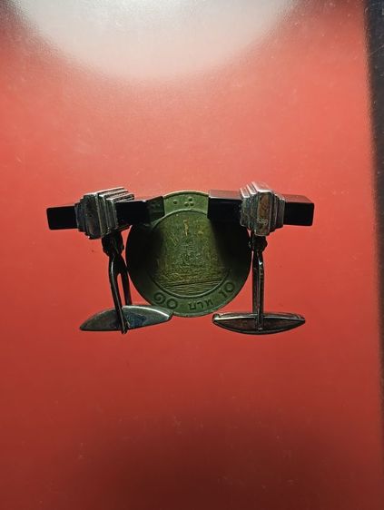 คัฟลิงค์ (Cufflinks) เนื้อเงินสเตอร์ลิง ประดับนิล งานนอก ของเก่า หรูหราหายากกกส์ รูปที่ 5
