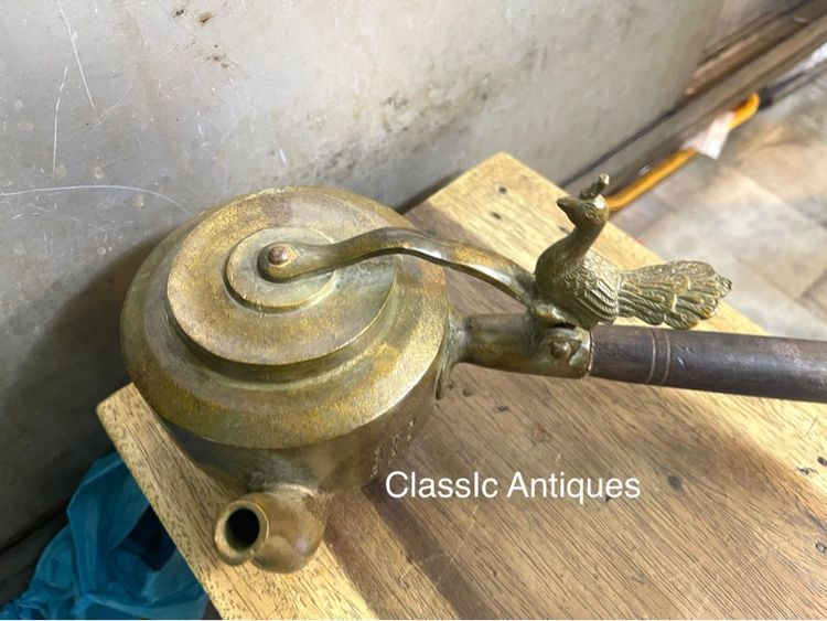 กาน้ำชา ทองเหลือง พร้อมด้ามไม้A2 รูปที่ 6