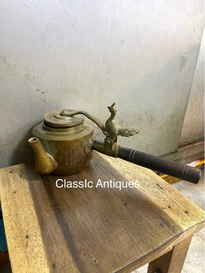 กาน้ำชา ทองเหลือง พร้อมด้ามไม้A2 รูปที่ 4