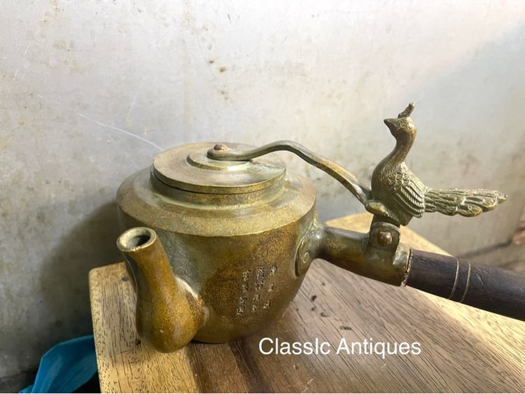 กาน้ำชา ทองเหลือง พร้อมด้ามไม้A2 รูปที่ 5