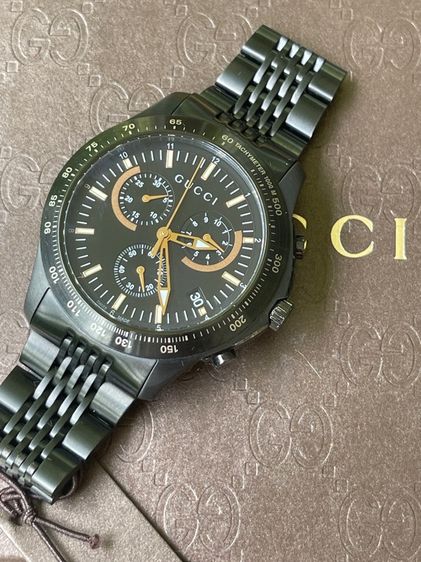 GUCCI G Timeless Chronograph Watch Swiss Quartz Watch All Black YA126260 รูปที่ 8