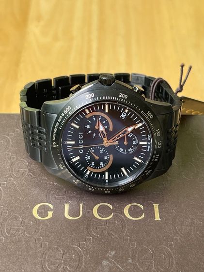 GUCCI G Timeless Chronograph Watch Swiss Quartz Watch All Black YA126260 รูปที่ 7