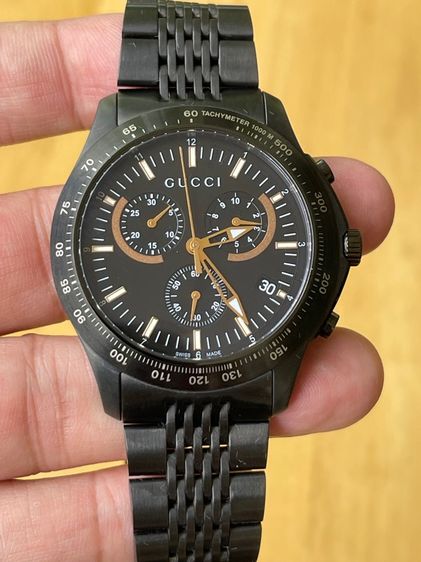 GUCCI G Timeless Chronograph Watch Swiss Quartz Watch All Black YA126260 รูปที่ 9