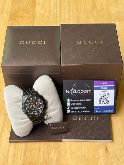 GUCCI G Timeless Chronograph Watch Swiss Quartz Watch All Black YA126260 รูปที่ 2