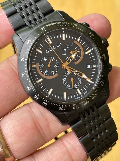 GUCCI G Timeless Chronograph Watch Swiss Quartz Watch All Black YA126260 รูปที่ 10
