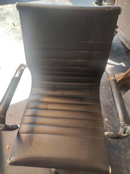 ดำ หนัง 🪑 เก้าอี้สำนักงานโครงเหล็ก ปรับระดับได้ ขายเหมาหรือแยก