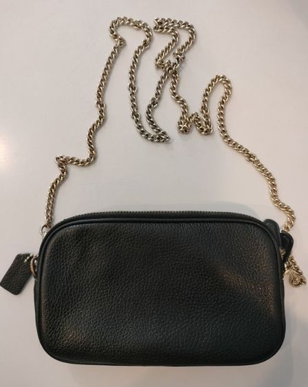 Used COACH Crossbody สะพายข้างหญิง 2 ซิป หนังทั้งใบ สีดำ สายโซ่ทอง  รูปที่ 2