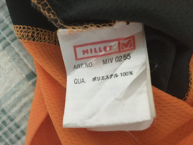 เสื้อคอกลม แบรนด์ MILLET สีส้มแถบดำ รูปที่ 8