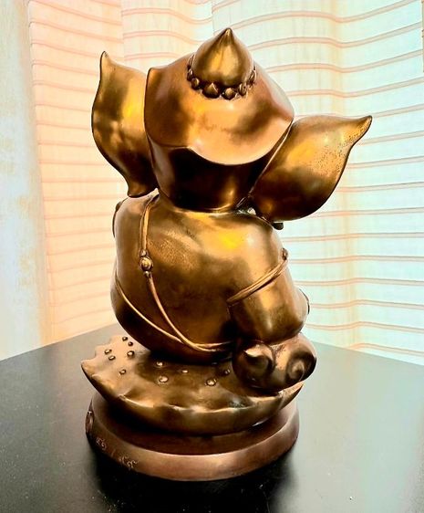 พระพิฆเนศอนันตทรัพย์ ประติมากร ม.ล.จักรพล รัชนี เนื้อบรอนซ์  สูง20เซ็นต์ มีใบรับรองผลงานศิลปิน รูปที่ 7