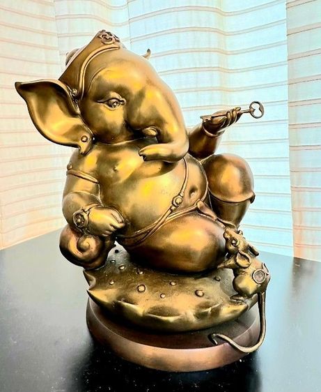 พระพิฆเนศอนันตทรัพย์ ประติมากร ม.ล.จักรพล รัชนี เนื้อบรอนซ์  สูง20เซ็นต์ มีใบรับรองผลงานศิลปิน รูปที่ 2