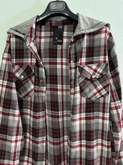 🌈 เสื้อเชิ้ตมีฮู้ด เสื้อลายสก๊อต 🌈 รูปที่ 3