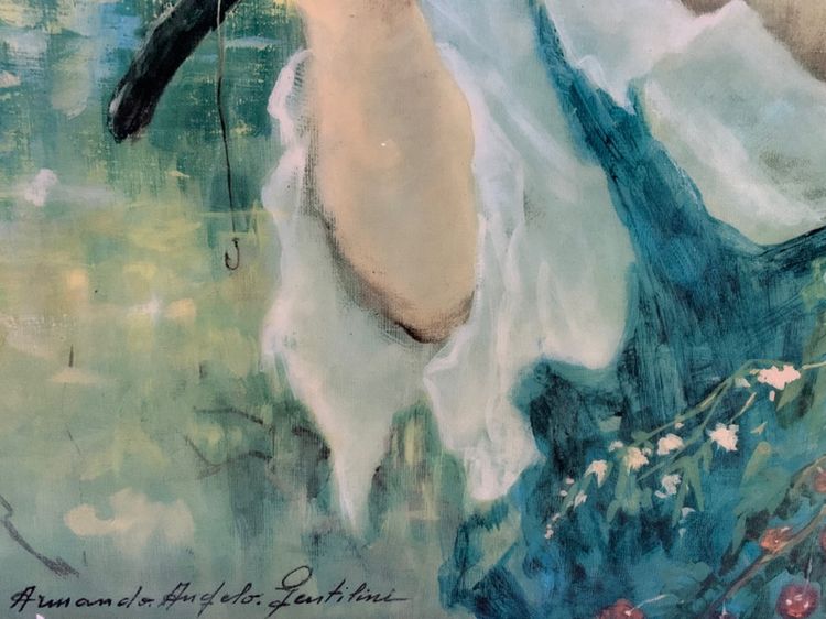 ภาพตกแต่งบ้าน Armando Gentlini Print Little Fishman Boy Large Framed Vintage Print 1970s รูปที่ 2