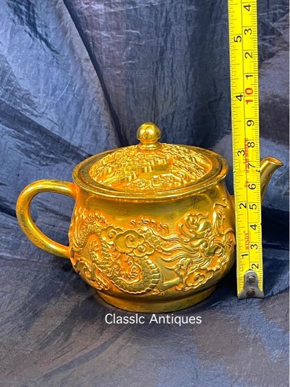 กาน้ำชา หงษ์ มังกร กะไหล่ทอง สะสม รูปที่ 12