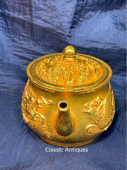 กาน้ำชา หงษ์ มังกร กะไหล่ทอง สะสม รูปที่ 4