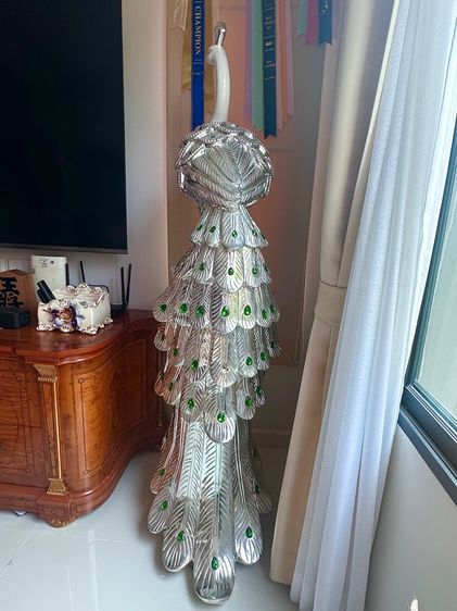 นกยูงนำเข้าสวยงาม ของประดับบ้าน ขนาดสูง180 เซนติเมตร  รูปที่ 4