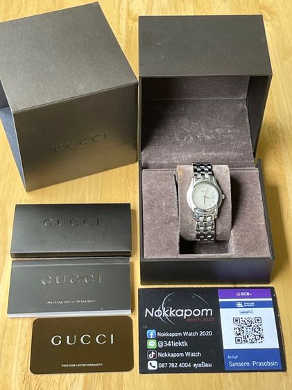 GUCCI Round face Watches Mother of Pearl Diamond 5500L Quartz Silver Dial Women's SS  รูปที่ 2