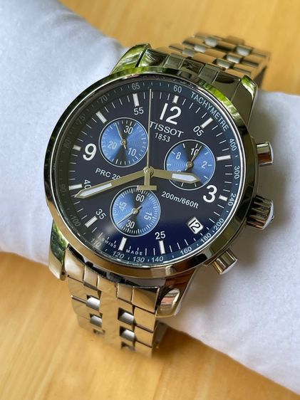 น้ำเงิน TISSOT PRC200 Chronograph Quartz Navy Dial Mens 40 mm Swiss Made 
