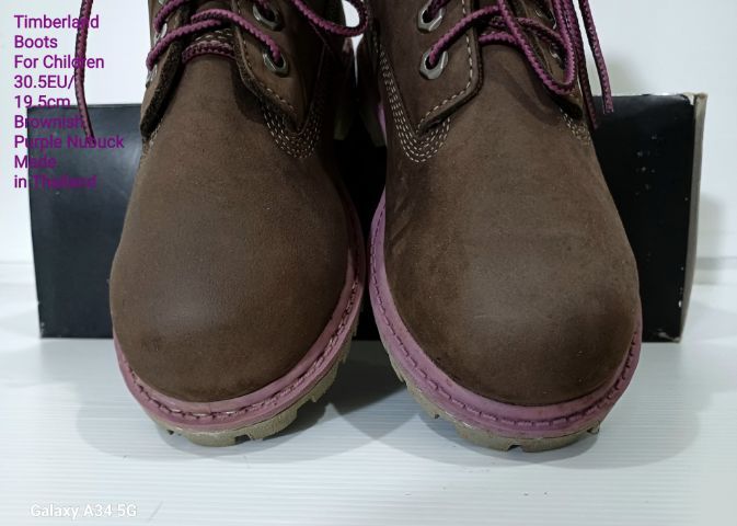 Timberland Boots For Children 30.5EU(19.5cm) ของแท้ มือ 1 ไม่ผ่านการใช้งานมาก่อน, รองเท้า Timberland หนังแท้ เย็บขอบพื้นเพิ่มให้ทนทานมากขึ้น รูปที่ 7