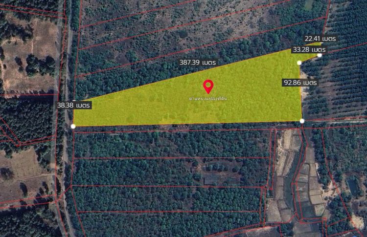ขายที่ดิน 17ไร่ 97 ตร.วา โฉนดติดถนน4042บ้านโป่ง-บ้านปากกอง นาโปง เถิน ลำปาง รูปที่ 3
