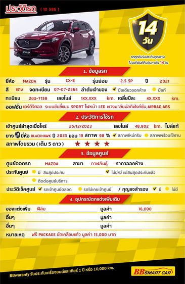 Mazda CX-8 2021 2.5 SP Utility-car เบนซิน ไม่ติดแก๊ส เกียร์อัตโนมัติ แดง รูปที่ 2