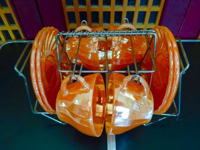 USA.ชุดกาแฟ file king จากอเมริกา..ครบ 4 ชุดพร้อมกระเช้าเดิมแท้เก่าโบราณ