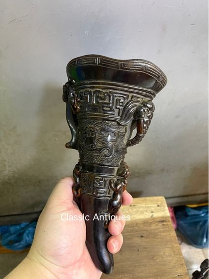 จอก งานแกะสลักจากเขา สะสมB2 รูปที่ 2