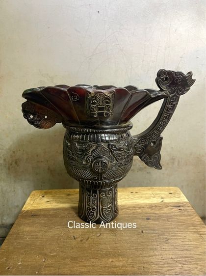 จอก งานแกะสลักจากเขา สะสมB3