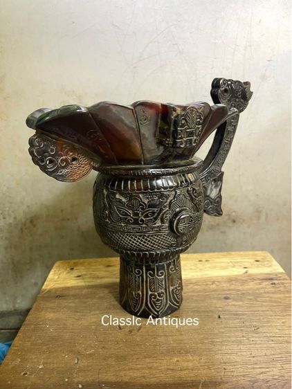 จอก งานแกะสลักจากเขา สะสมB3 รูปที่ 2