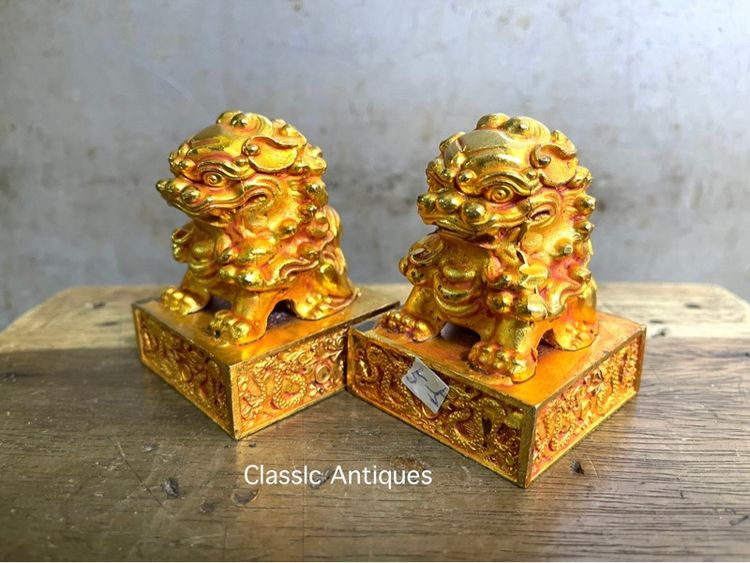 ตราประทับ สิงห์ กะไหล่ทองสะสม