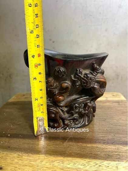 จอก งานแกะสลักจากเขา สะสมB5 รูปที่ 14