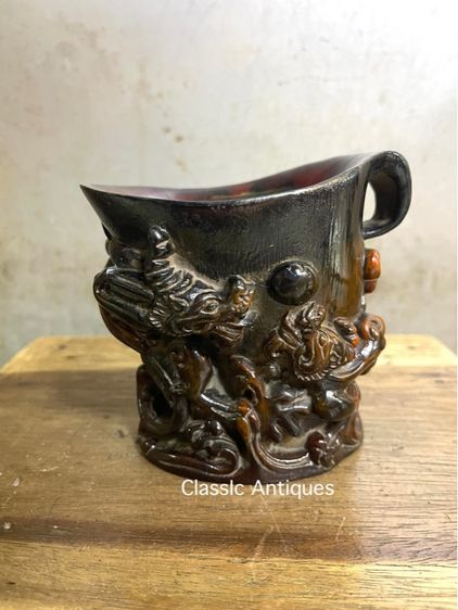 จอก งานแกะสลักจากเขา สะสมB5 รูปที่ 3