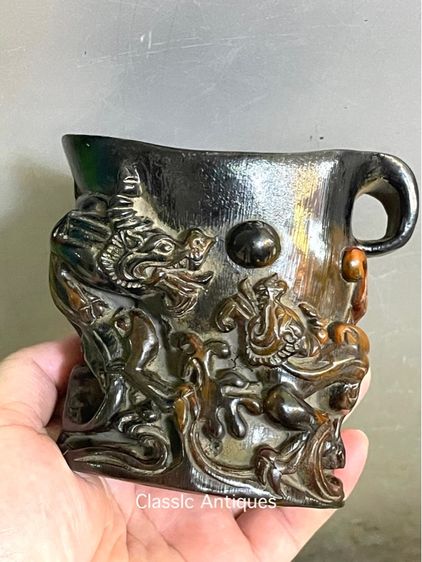 จอก งานแกะสลักจากเขา สะสมB5 รูปที่ 6