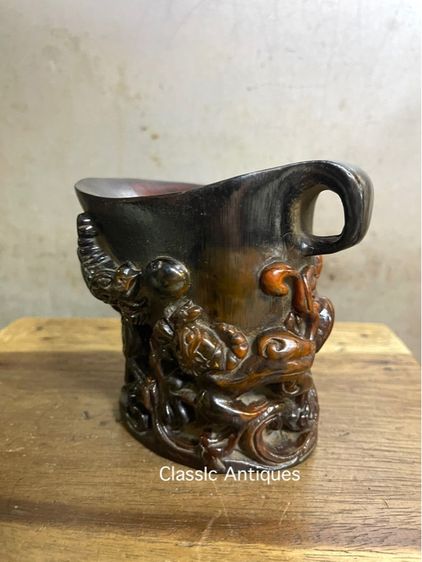 จอก งานแกะสลักจากเขา สะสมB5 รูปที่ 4