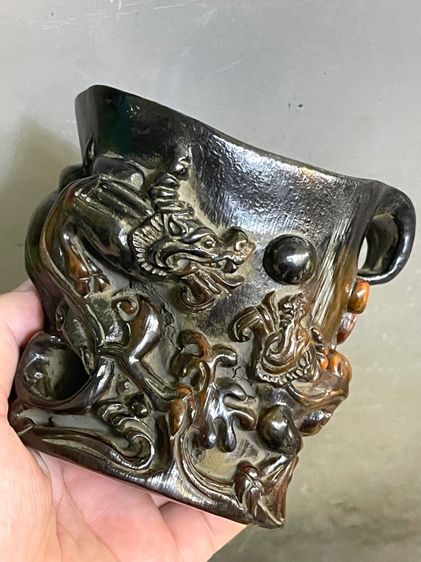 จอก งานแกะสลักจากเขา สะสมB5 รูปที่ 7