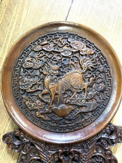 ลับแล แผ่นไม้แกะสลัก กิเลน สะสมA4 รูปที่ 13