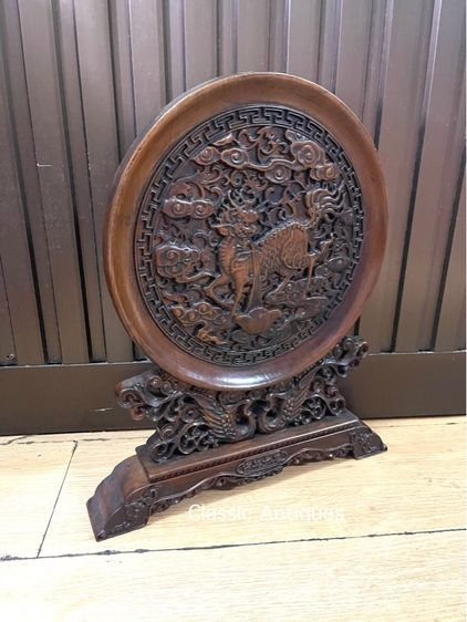 ลับแล แผ่นไม้แกะสลัก กิเลน สะสมA4 รูปที่ 9