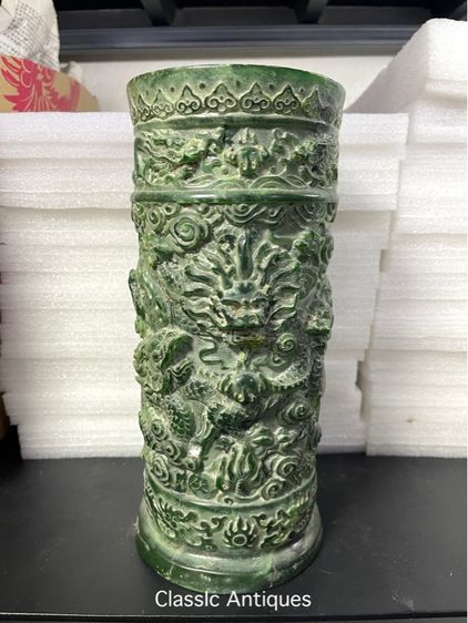 แจกัน มังกร หินแกะสลักสะสม