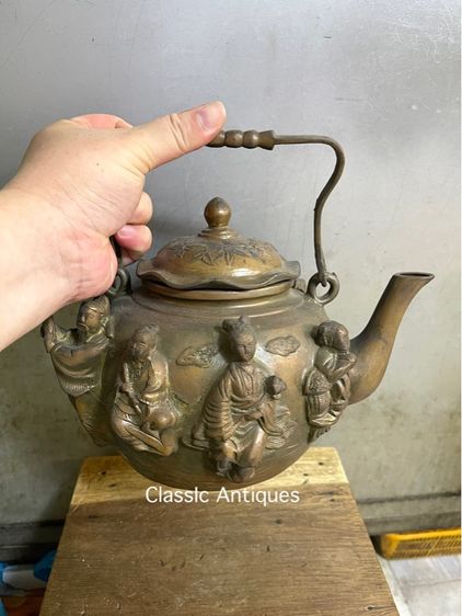 กาน้ำชา ลายเทพแปดเซียน ทองเหลืองใบใหญ่สะสม รูปที่ 15