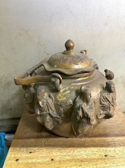 กาน้ำชา ลายเทพแปดเซียน ทองเหลืองใบใหญ่สะสม รูปที่ 12