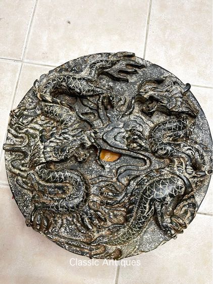 แผ่นหิน มังกร แกะสลัก ขนาดใหญ่ สะสม รูปที่ 3