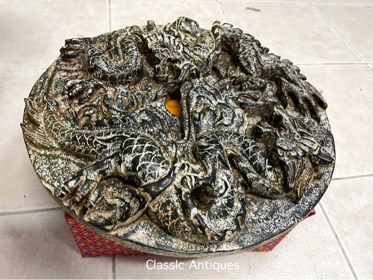 แผ่นหิน มังกร แกะสลัก ขนาดใหญ่ สะสม รูปที่ 6