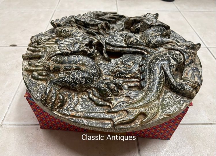 แผ่นหิน มังกร แกะสลัก ขนาดใหญ่ สะสม รูปที่ 7