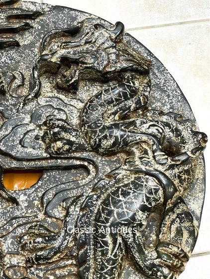 แผ่นหิน มังกร แกะสลัก ขนาดใหญ่ สะสม รูปที่ 9