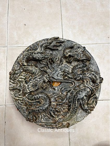 แผ่นหิน มังกร แกะสลัก ขนาดใหญ่ สะสม รูปที่ 2