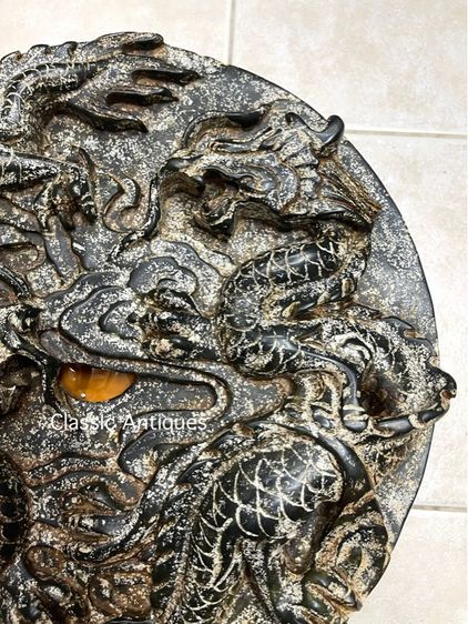 แผ่นหิน มังกร แกะสลัก ขนาดใหญ่ สะสม รูปที่ 4