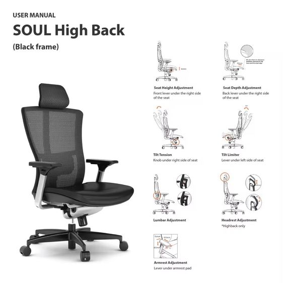 เก้าอี้สำนักงาน Bristol Sou Ergonomic chair รูปที่ 13