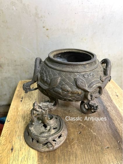 กระถาง กำยาน มังกร ทองเหลืองสะสม รูปที่ 8