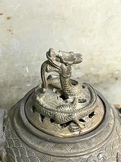 กระถาง กำยาน มังกร ทองเหลืองสะสม รูปที่ 7